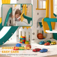 AIYAPLAY Ensemble Toboggan et Balançoire 7 en 1 pour Enfants, Aire de Jeux Intérieure, Thème Voiture, pour 1-4 Ans, Blanc(m-9)