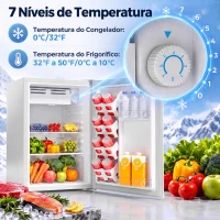 HOMCOM Mini Frigorífico 72,5 L com Compartimento Refrigerador Silencioso Porta Reversível Termóstato Ajustável Prateleira Ajustável e Gaveta Branco(m-5)