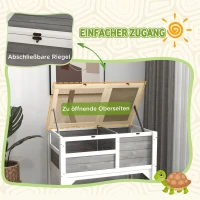 PawHut Houten schildpaddenhuis met opbergplank, lampenhouder, acrylvenster, klapdak en uitneembare bak(m-6)