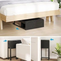 HOMCOM Scrivania Pieghevole con Ripiano Aperto e Tasca Laterale, in Legno e Acciaio, 63x50x75 cm, Nero(m-7)