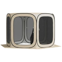 Outsunny Pop-up Campingtent, Draagbaar, UPF50+ Bescherming, Mesh-Zijden, Staaldraad, Khaki(m-1)