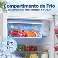 HOMCOM Mini Frigorífico 72,5 L com Compartimento Refrigerador Silencioso Porta Reversível Termóstato Ajustável Prateleira Ajustável e Gaveta Branco(m-4)