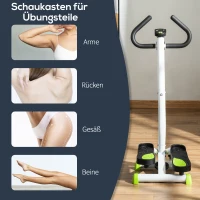 HOMCOM Stepper fitnessapparaat, LCD-monitor, antislippedalen, Staal en ABS, 55x44x108 cm, Groen+Zwart(m-7)