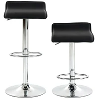 HOMCOM Conjunto de 2 Bancos de Bar Giratórios Bancos Altos de Cozinha com Altura Ajustável 62-83 cm com Encosto e Apoio para os Pés Preto(m-11)