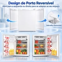HOMCOM Mini Frigorífico 72,5 L com Compartimento Refrigerador Silencioso Porta Reversível Termóstato Ajustável Prateleira Ajustável e Gaveta Branco(m-6)