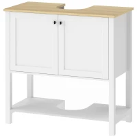 HOMCOM Corp sub lavoar, mobilier modern de baie cu 2 uși, poliță deschisă, decupaj în U, 80 x 40 x 80 cm, alb(m-1)