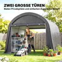 Outsunny Tuinpaviljoen met stevig stalen frame, grote deuren, 3x3m, Grijs(m-6)