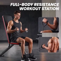 SPORTNOW Adjustable Weight Bench for Home Gym, Foldable Incline Decline Bench Press with Resistance Bands, 7-Position Backrest(m-7)