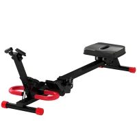 SPORTNOW Máquina de Remo Plegable 2 en 1 Entrenador Cintura Resistencia Ajustable Pantalla LCD Asiento Acolchado Carga 120 kg(m-1)