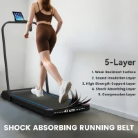 SPORTNOW 2.5HP Walking Pad, 1-6km/h Folding Treadmill with Remote Control and LED Display for Home Gym Office, Blue(m-7)