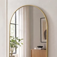 HOMCOM 40 x 110 cm Full Length Hanging Mirror, Arched Mirror with Adjustable Hooks, Over-the-Door or Wall-Mounted, Gold Tone(m-12)