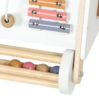 AIYAPLAY Wooden Baby Walker, Montessori Push Along Toy with 5 Blocks and Xylophone Mallet, Adjustable Speed for Toddlers 1.5-3Y(m-11)