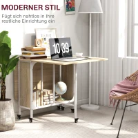 HOMCOM Mobiler Klapptisch Klapptisch, 2 klappbare Flächen, 130 cm x 80 cm x 74 cm, Naturholzfarben(m-7)
