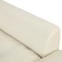 HOMCOM Canapé 3 Places avec Pouf Réversible, Canapé d'Angle Modulable en Chenille 254 cm Moderne, Assise Large, Crème(m-14)
