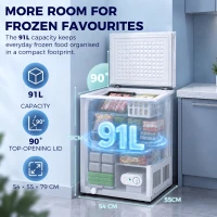 HOMCOM 91L Freestanding Chest Freezer with Removable Storage Basket, Chest Freezer with Mechanical Temperature Control, White(m-4)