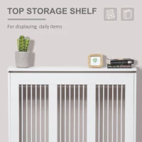 HOMCOM Radiator Cover Vertical Slatted Grille Heater Cover Top Shelf MDF Steel for Heat Circulation 90 x 18 x 84 cm White(m-4)