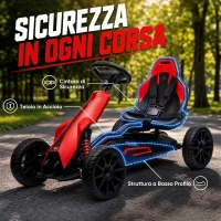 HOMCOM Go Kart Elettrico per Bambini 3-8 Anni, 12V 3-5 km/h, con Cintura di Sicurezza, Capacità 30 kg, Rosso(m-7)