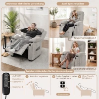 HOMCOM Elektrische relaxstoel met massage, warmte, stille motor en geheugenfunctie, grijs(m-4)