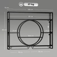 HOMCOM Portabottiglie Da Parete Con Luci LED, Portabicchieri e Ripiani, Nero(m-3)