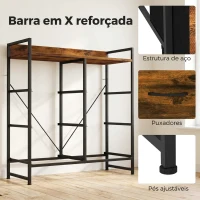 HOMCOM Cómoda de Quarto com 6 Gavetas e Tampo de Madeira / Castanho e Preto(m-7)