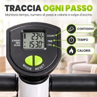HOMCOM Stepper con Manubrio, Pedali Antiscivolo e Monitor LCD, in Acciaio e ABS, 55x44x108 cm, Bianco Nero e Verde(m-5)