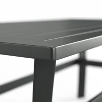 Outsunny Balkontafel Metaal met Lamellenontwerp Weerbestendig, Koffietafel, Tuintafel 91,5 x 55 x 45 cm Donkergrijs(m-13)