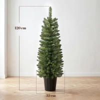 HOMCOM Set van 2 kunstkerstbomen 120 cm, den voor entree met 170 takpunten, potbasis, groen(m-3)
