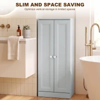 HOMCOM Narrow Bathroom Cabinet, Slim Storage Cabinet with 2 Doors & 4 Tiers, Freestanding Narrow Cupboard(m-5)
