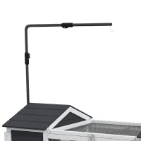 PawHut Wooden Tortoise Enclosure w/ Adjustable Lamp Holder, Openable Lid, Dual Main Houses, Storage Shelf, Fixed Tray - Grey(m-10)