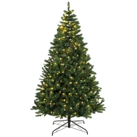 HOMCOM Árbol de Navidad 210 cm con 350 Luces LED 11 Modos Mando a Distancia 1210 Puntas Base de Acero Plegable Verde(m-11)
