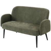 HOMCOM 132cm 2 Seater Sofa, Velvet Comfy Small Sofa Couch with Wide Seat, Thick Padding, Tapered Metal Legs, Green(m-15)