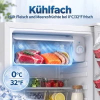 HOMCOM Minikoelkast met vriesvak, instelbare thermostaat, kleine koelkast, 1-deurs, 72,5 liter, wit(m-4)