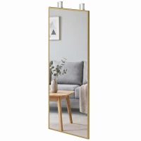 HOMCOM 40 x 110 cm Full Length Wall Mirror, Rectangular Mirror with Adjustable Hooks, Over the Door or Wall Mounted, Gold Tone(m-15)