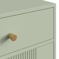 HOMCOM Modern Bedside Tables Set of 2, Side Tables with Drawer and Metal Legs for Living Room, Bedroom, Light Green(m-10)