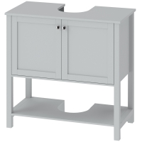 HOMCOM Under Sink Bathroom Cabinet with 2 Doors, Open Shelf and U-Shape Cut-Out for Basin with or without Pedestal, Light Blue