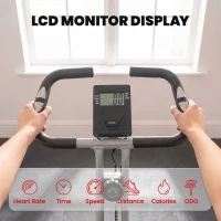 SPORTNOW Folding and Quiet Exercise Bike with 8-Level Magnetic Resistance and Heart Rate Sensor, for Home Gym, Black and Grey(m-4)