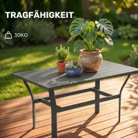 Outsunny Balkontafel Metaal met Lamellenontwerp Weerbestendig, Koffietafel, Tuintafel 91,5 x 55 x 45 cm Donkergrijs(m-6)