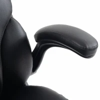 HOMCOM Office Chair, 180kg Heavy Duty PU Leather Computer Desk Chair with Flip-Up Armrests, Wide Seat, Spring Cushion, Black(m-10)