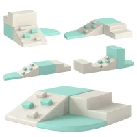 AIYAPLAY Set di 4 Costruzioni Morbide per Bambini 1-3 Anni in Pelle PU e EPE, Verde Chiaro e Beige(m-11)