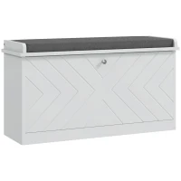 HOMCOM Banc à chaussures avec tiroir rabattable, coussin d'assise et étagère réglable, 80 x 26 x 48 cm, blanc(m-14)