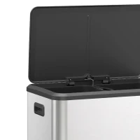 HOMCOM Poubelle à Double Compartiment 2 x 30L, Poubelle de Cuisine en Acier Inoxydable, Couvercle à Fermeture Douce, Argent(m-11)