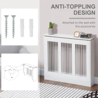 HOMCOM Radiator Cover Vertical Slatted Grille Heater Cover Top Shelf MDF Steel for Heat Circulation 90 x 18 x 84 cm White(m-7)