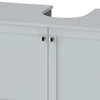 HOMCOM Under Sink Bathroom Cabinet with 2 Doors, Open Shelf and U-Shape Cut-Out for Basin with or without Pedestal, Light Blue(m-9)