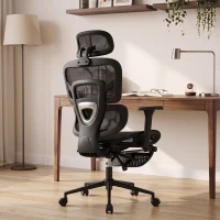 HOMCOM Sedia Ufficio Ergonomica Reclinabile Con Poggiapiedi E Supporto Lombare Nero(m-8)