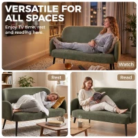 HOMCOM 132cm 2 Seater Sofa, Velvet Comfy Small Sofa Couch with Wide Seat, Thick Padding, Tapered Metal Legs, Green(m-7)