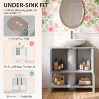 HOMCOM Under Sink Bathroom Cabinet with 2 Doors, Open Shelf and U-Shape Cut-Out for Basin with or without Pedestal, Light Blue(m-4)