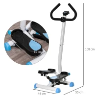 HOMCOM Máquina de Step Stepper Fitness em Casa com Tela LCD Alça e Pedais Antiderrapantes para Ginásio 55x44x108 cm Azul e Branco(m-3)