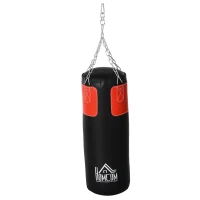 HOMCOM Set sac de box cu mănuși, 16 kg, Ø30 x 120 cm, negru și roșu(m-11)