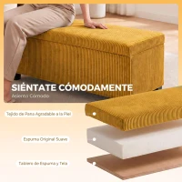 HOMCOM Banco Almacenaje Capacidad de 84 L 112x42x40cm Tapizado en Pana Pie de Cama para Sala de Estar Dormitorio Amarillo(m-5)