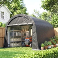 Outsunny 3 x 3(m) Garden Storage Tent, Heavy Duty Outdoor Shed with 2 Doors, Waterproof Portable Shed Tent Shelter with Galvanised Steel Frame for Bike, Motorcycle, Garden Tools, Grey(m-14)